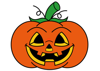 colourful Halloween pumpkin with funny face, Halloween pumpkin vector, Halloween cute Pumpkin with a funny face, Halloween pumpkin smile flat illustration