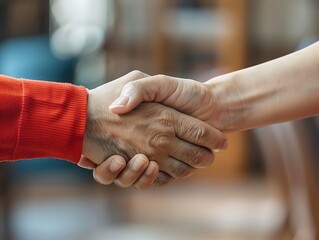 A close-up photo of a handshake between a donor and a charity representative, symbolizing the act of giving.