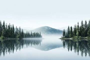 Obraz premium Lake summer season forest tree landscape.