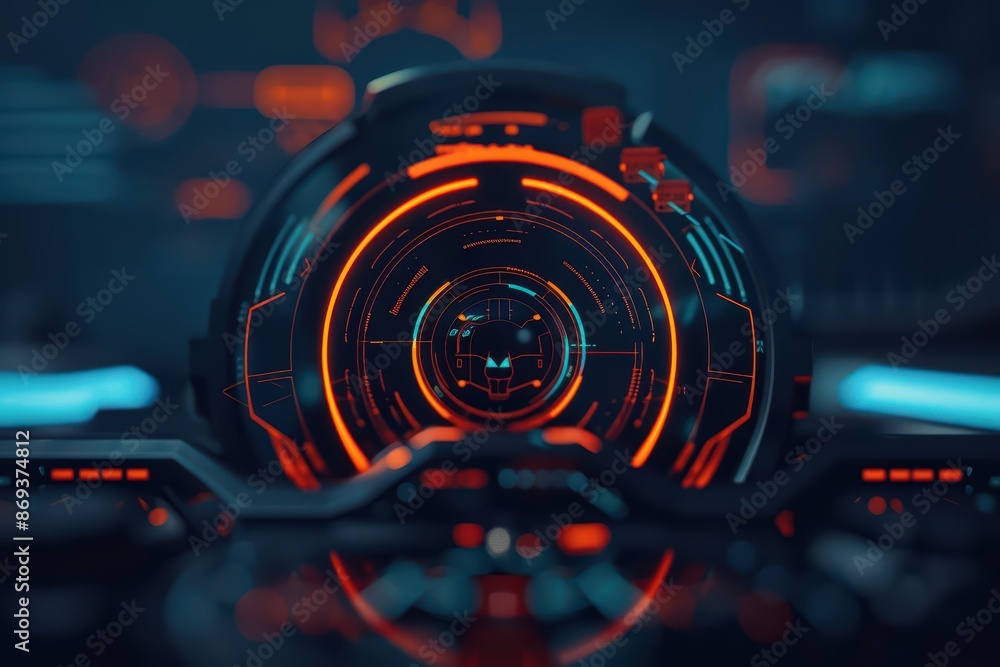 Poster futuristic hud interface displaying eerie halloween elements with copy space