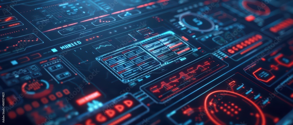 Aufkleber futuristic hud interface displaying advanced computer networks with copy space