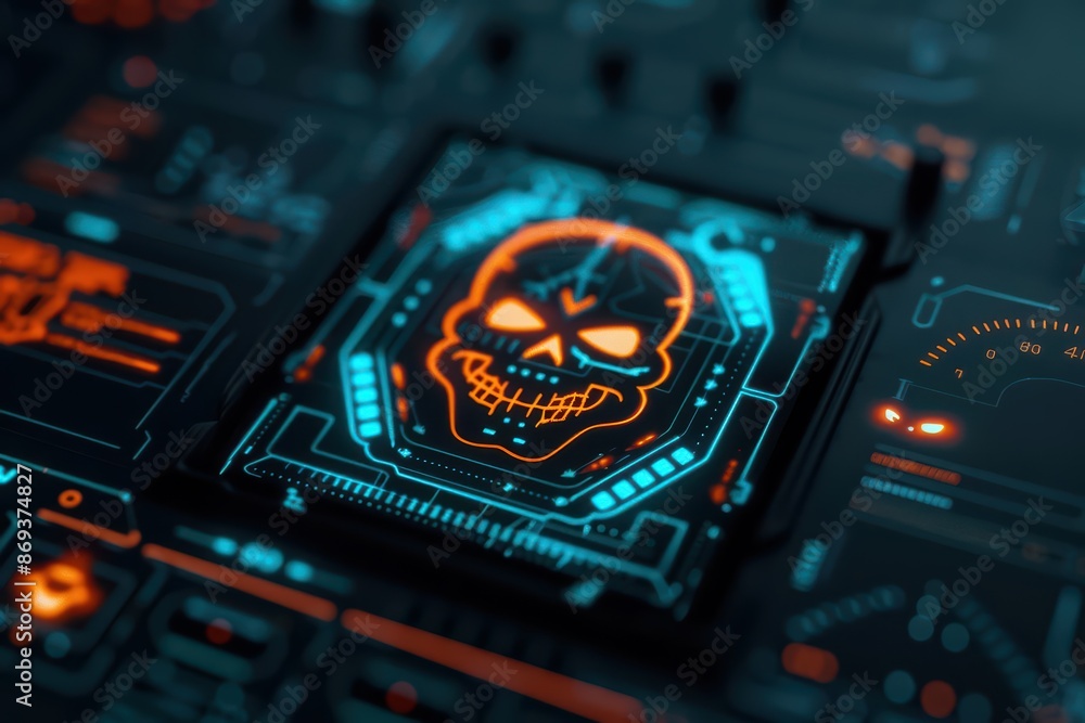 Poster futuristic hud interface displaying eerie halloween elements with copy space