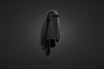 Blank black female niqab mockup, dark background