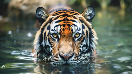 Close-Up of Majestic Tiger in Water
