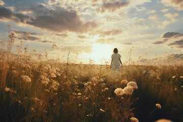 Obraz premium Meadow landscape grassland sunlight. 