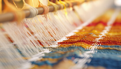 Obraz premium In the tapestry of memories, each thread adds richness: Depict a tapestry being woven, with each thread representing a different memory or experience, symbolizing that every memory contributes to the 