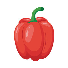 Red bell pepper in flat style isolated on white background. Vector illustration