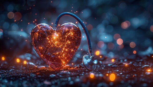 Naklejki Heart of Light with Stethoscope