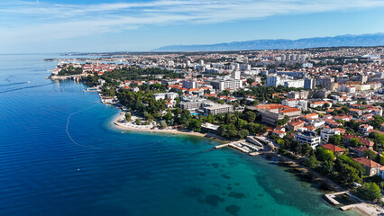 croatia makarska drone aerial city balkans adriatic