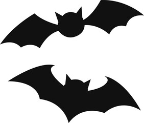 Black bat silhouettes PNG. Halloween flying bats clipart for spooky design, decorations, party, invitations, posters, and digital art.