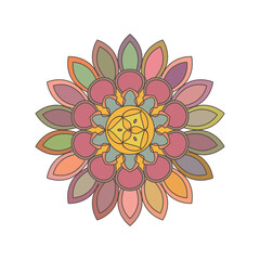 Fototapeta premium Asian colorful floral mandala. Vector ethnic circular ornament. Stylish design in pastel shades
