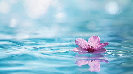 Pink Flower Floating on Tranquil Water
