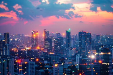 Fototapeta premium Vibrant Urban Skyline at Dusk