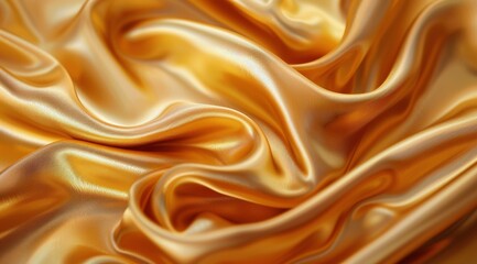 Obraz premium Golden Satin Fabric Draped and Folded Close-Up