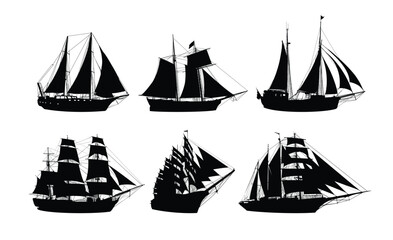 The set silhouettes of a large sailing ships.
