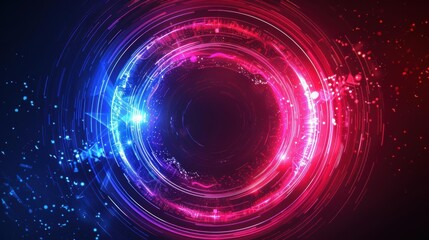 Pink blue and red circular collision, magnetic magic, background dazzle, vector graphics, advertising graphics, magical light