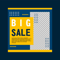 social media post templates. A yellow and blue advertisement for a creative agency with a big sale.