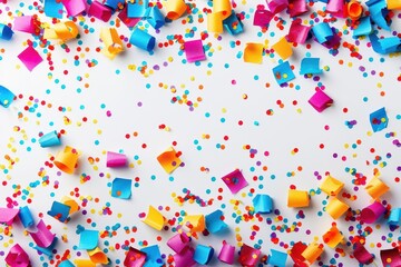 Obraz premium new years eve carnival celebration banner with colorful confetti on blank coupon card