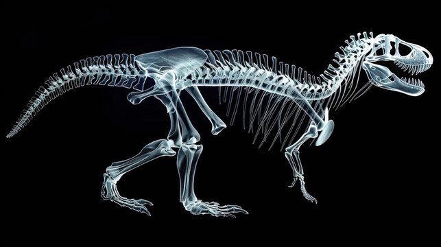 Highly detailed Xray diagram of a TRex skeleton