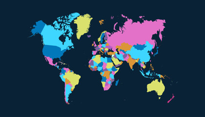Obraz premium World map. Modern color vector map. Silhouette map.