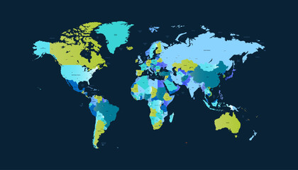 World map. Modern color vector map. Silhouette map.