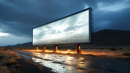 Empty highway at dusk blank billboard vanishing point