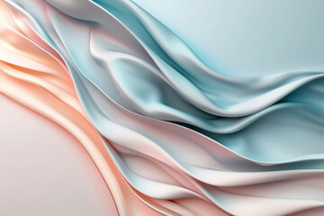 Naklejka premium Abstract background with flowing fabric in soft blue, pink, and white hues.
