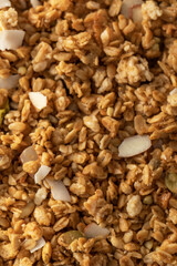 Homemade crispy granola in close-up. Healthy breakfast.