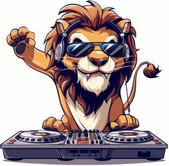 A lion playing music as a DJ © IftiarJony