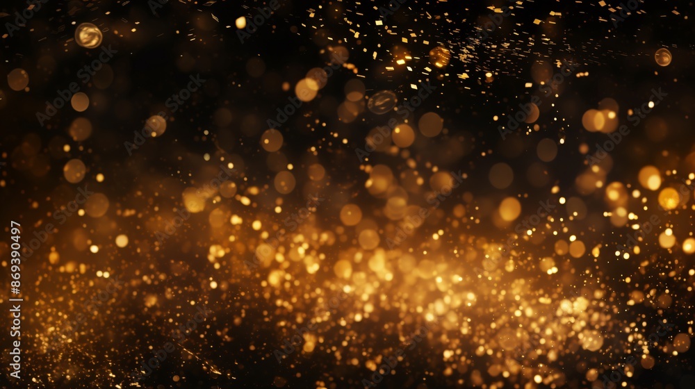 Poster sparkling gold lights creating an abstract gala texture.