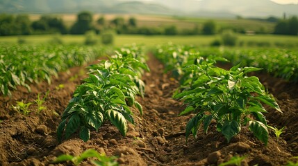 A farm field cultivated with pepper crops