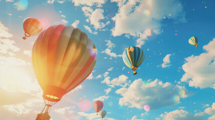 Obraz premium Colorful hot air balloons in a bright sky