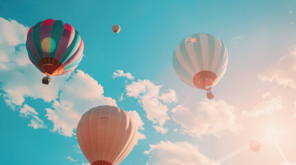 Obraz premium Colorful hot air balloons in a bright sky