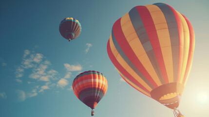 Obraz premium Colorful hot air balloons in a bright sky