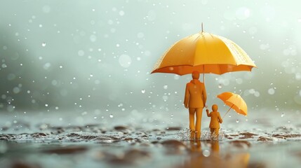  3D life insurance icon concepts a family, depicting intergenerational care and warmth.