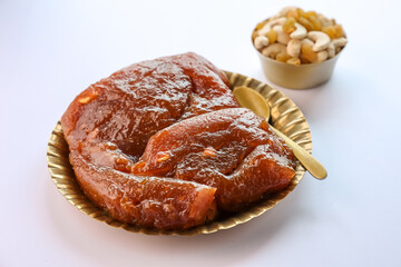 Tirunelveli Halwa India sweet for Diwali Pongal festival made with wheat flour and ghee a famous South Indian Sweet 