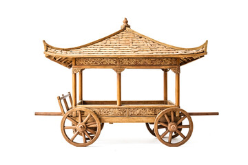 Traditional Wooden Cart with Pagoda Roof