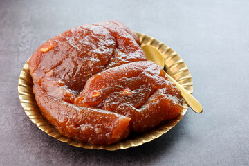 Tirunelveli Halwa India sweet for Diwali Pongal festival made with wheat flour and ghee a famous South Indian Sweet 