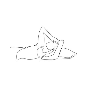 recommend clip art: Sleeping woman drawn in line art style