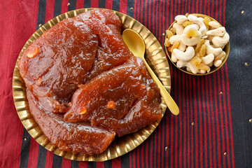 Tirunelveli Halwa India sweet for Diwali Pongal festival made with wheat flour and ghee a famous South Indian Sweet 
