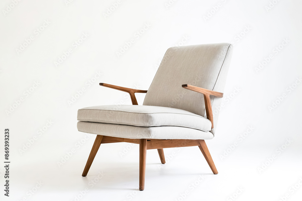 Canvas Prints White Armchair with Wooden Legs