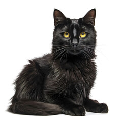 Black cat on a white background.