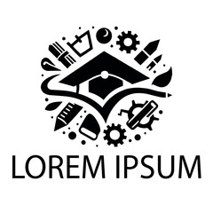 a black education logo on white simple background