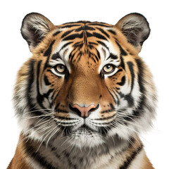 Fototapeta premium Tiger on a white background. Close-up portrait.
