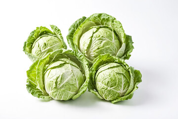 Fototapeta premium Fresh Green Cabbages Isolated on White Background