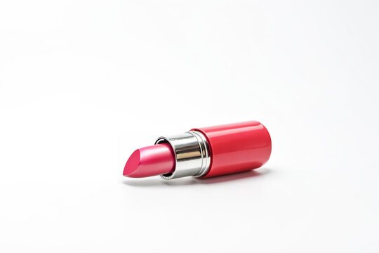 Pink Lipstick on White Background