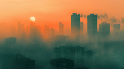 Heat haze making distant buildings look wavy and distorted