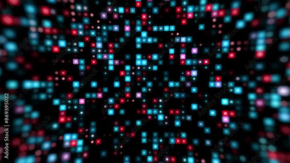 Aufkleber abstract background with neon glowing lights squares. looping animation.