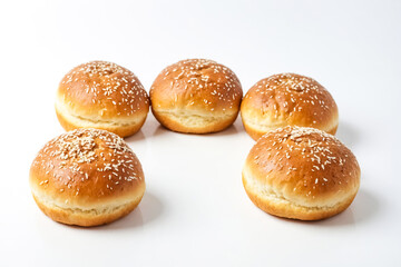 Close-up of Freshly Baked Sesame Seed Hamburger Buns