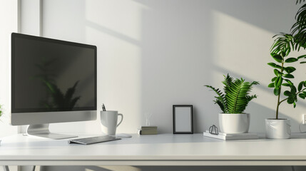Sleek minimalist design for business presentations in a modern office setting.